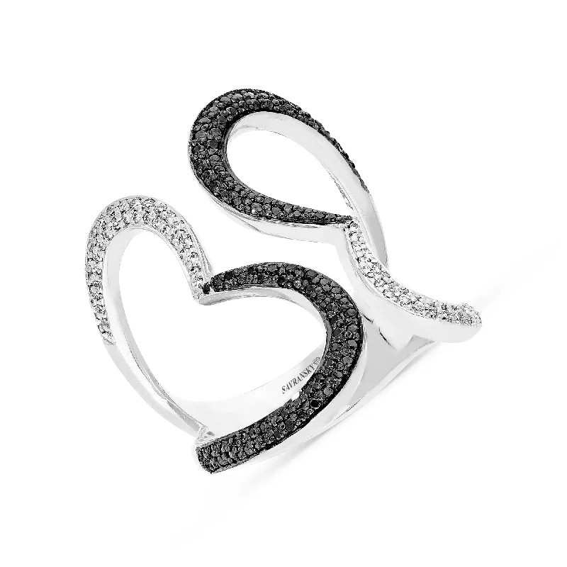 Women’s minimalistic diamond engagement rings-Black Diamond Love Ring