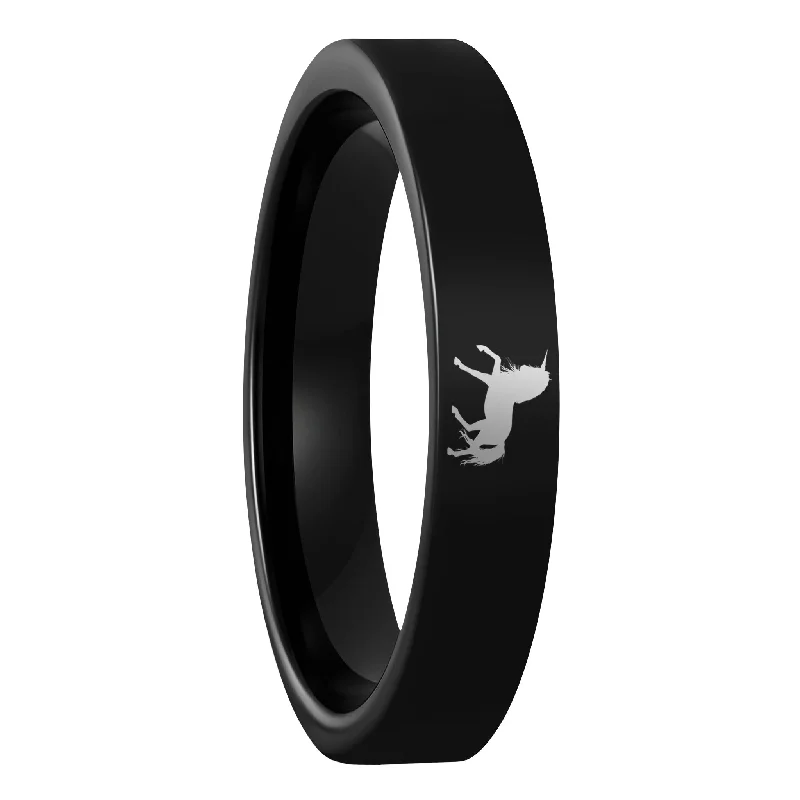 Women’s large statement rings-Unicorn Black Tungsten Women's Wedding Band