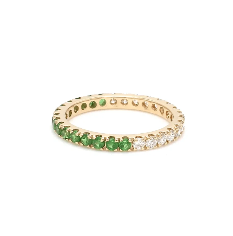 Women’s alternative engagement rings-14K & 18K Ombre Tsavorite & Diamond Eternity Ring