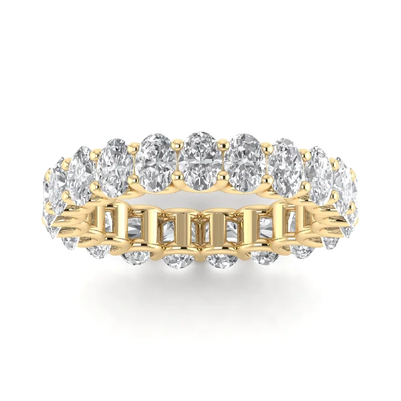 Women’s cathedral engagement rings-18K Gold and Oval Diamond Eternity Band, Lab Grown