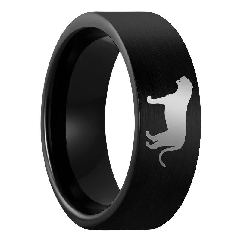 Women’s platinum rings-Tiger Brushed Black Tungsten Men's Wedding Band