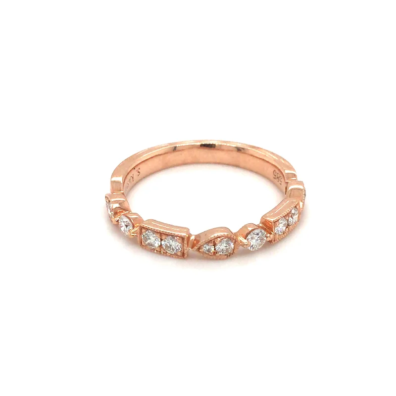 Women’s vintage diamond engagement rings-14k Rose Gold .34cttw Diamond Band