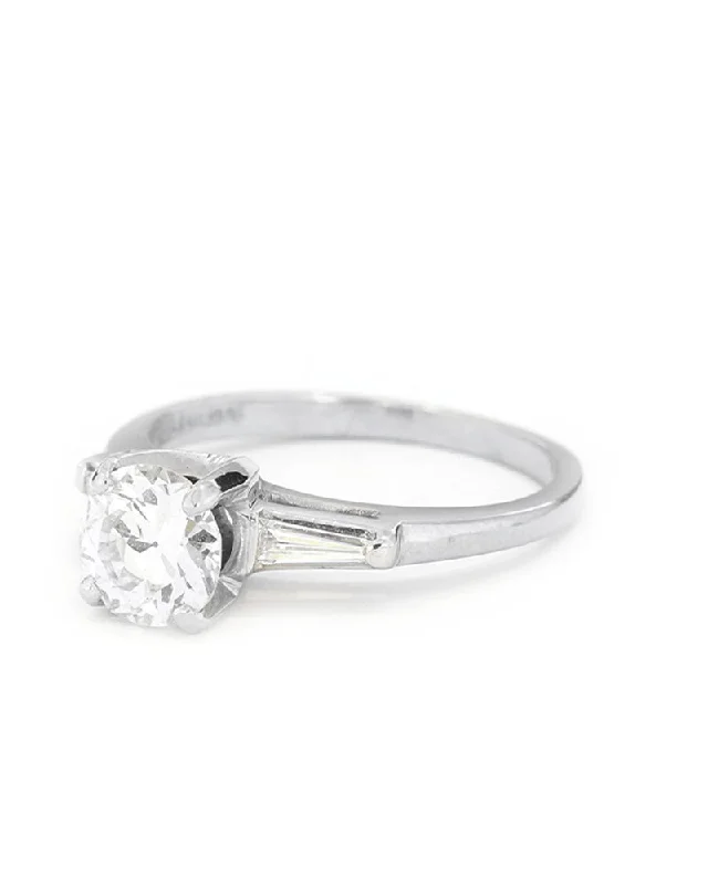 Women’s double halo engagement rings-Estate Platinum Diamond Ring