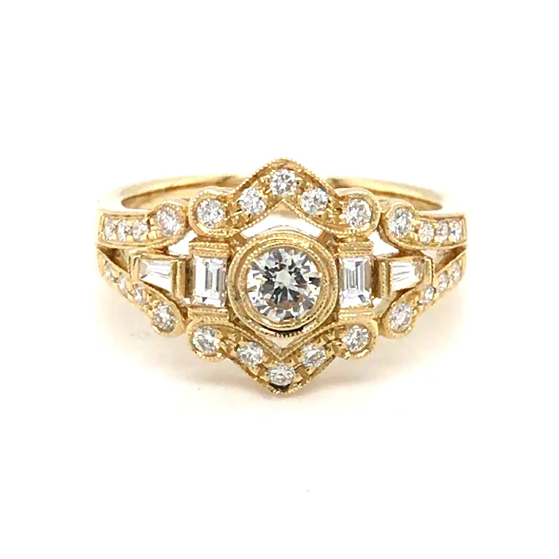 Women’s luxury engagement rings-14K Yellow Gold 0.68tw G/H SI2 Diamond Ring