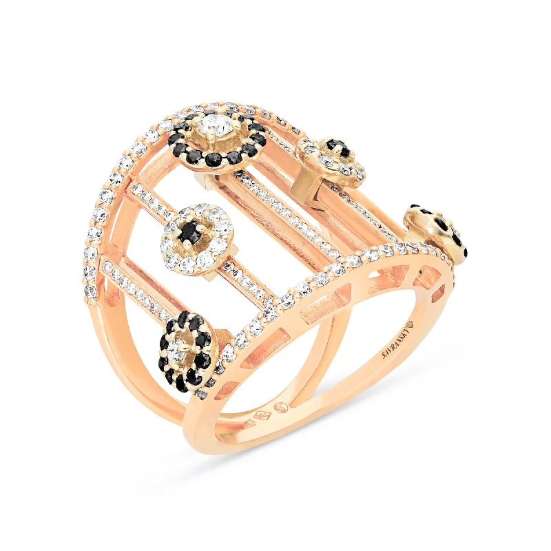 Women’s affordable engagement rings-Art Deco Rose Gold Diamond Ring