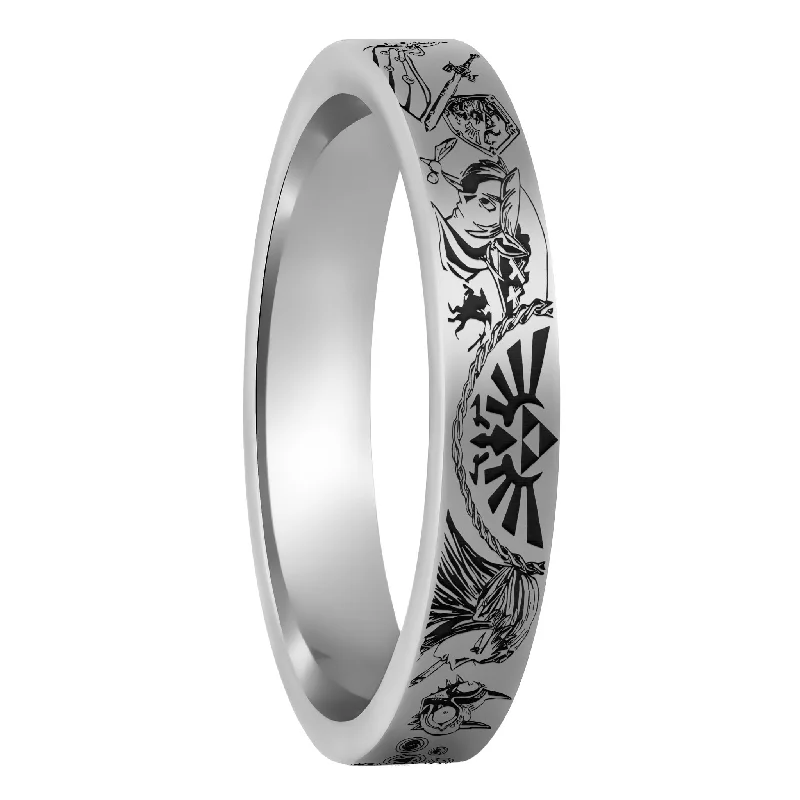 Women’s engraved wedding rings-Legend of Zelda Tungsten Women's Wedding Band