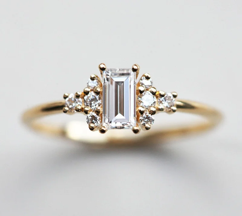 Women’s oval engagement rings-Faith Baguette Diamond Cluster Ring