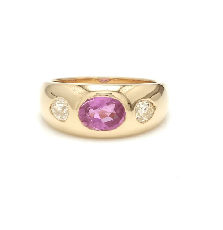 Women’s radiant-cut engagement rings-14K & 18K Gold Oval Pink Sapphire & Diamond Dome Ring