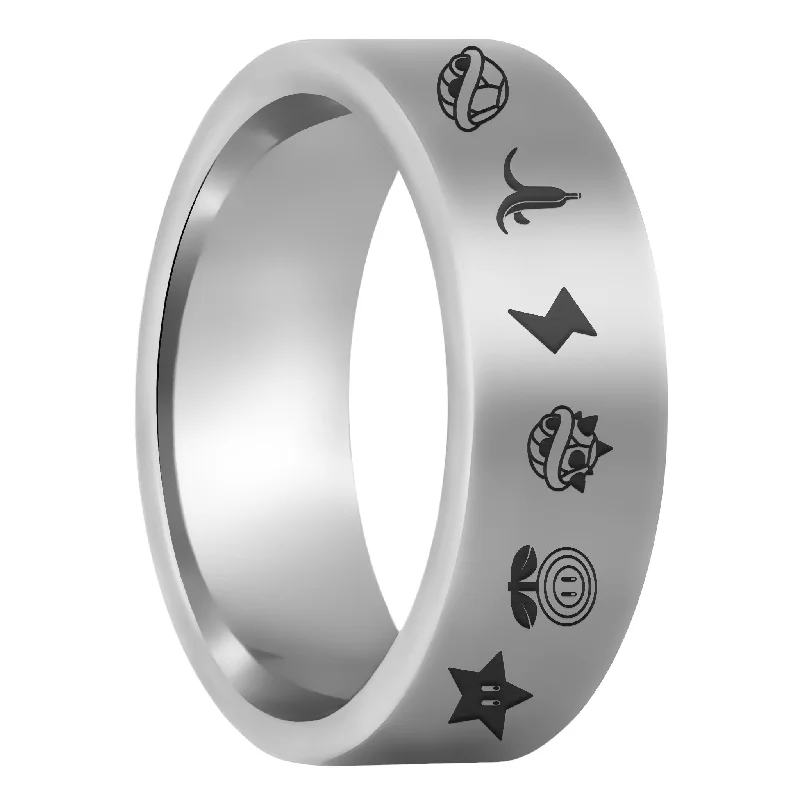 Solitaire rings for women-Mario Kart Items Tungsten Men's Wedding Band