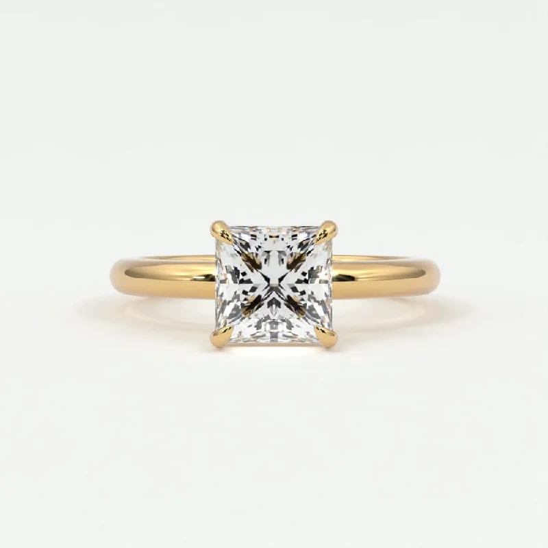 Women’s ring with diamond accents-Princess Cut Diamond Solitaire Band