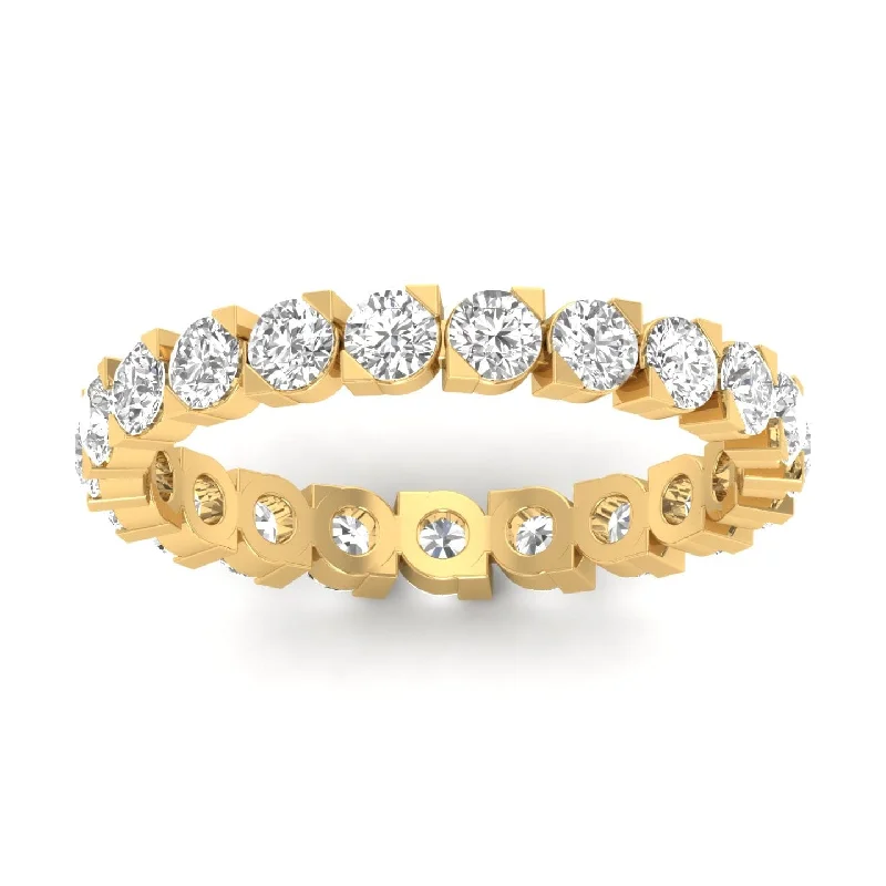 Women’s unique engagement rings-14K & 18K Gold Round Diamond Eternity Ring, Eye Setting, Lab Grown