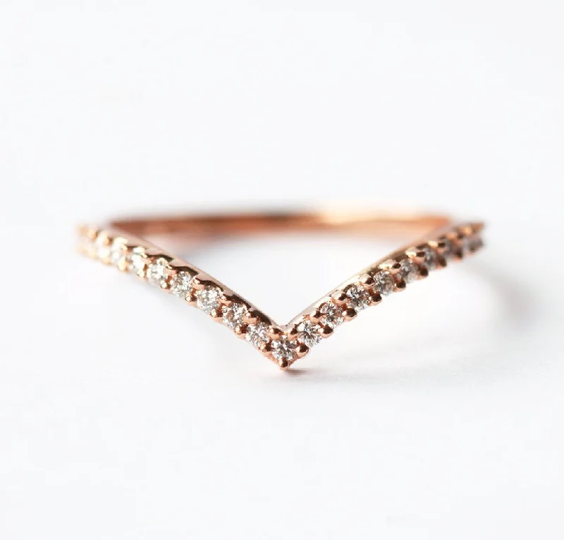 Women’s alternative engagement rings-Half Eternity Diamond Chevron Wedding Ring