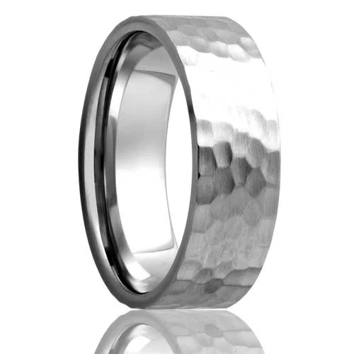 Women’s rings with diamonds-Hammered Cobalt Wedding Band