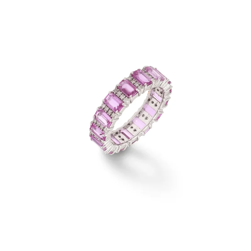 Women’s sapphire engagement rings-Pink Sapphire and Diamond Eternity Ring