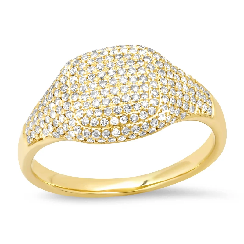 Women’s diamond engagement rings-14K Gold Micro-Pave Diamond Dome Ring