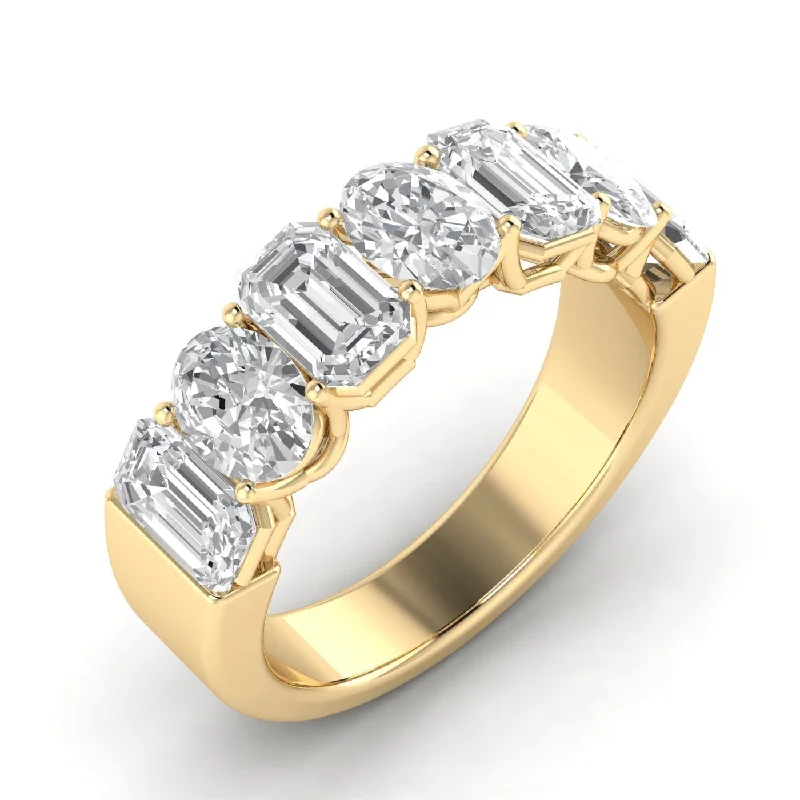 Women’s ethically sourced engagement rings-14K & 18K Gold Emerald and Oval Diamond Eternity Ring, Lab Grown