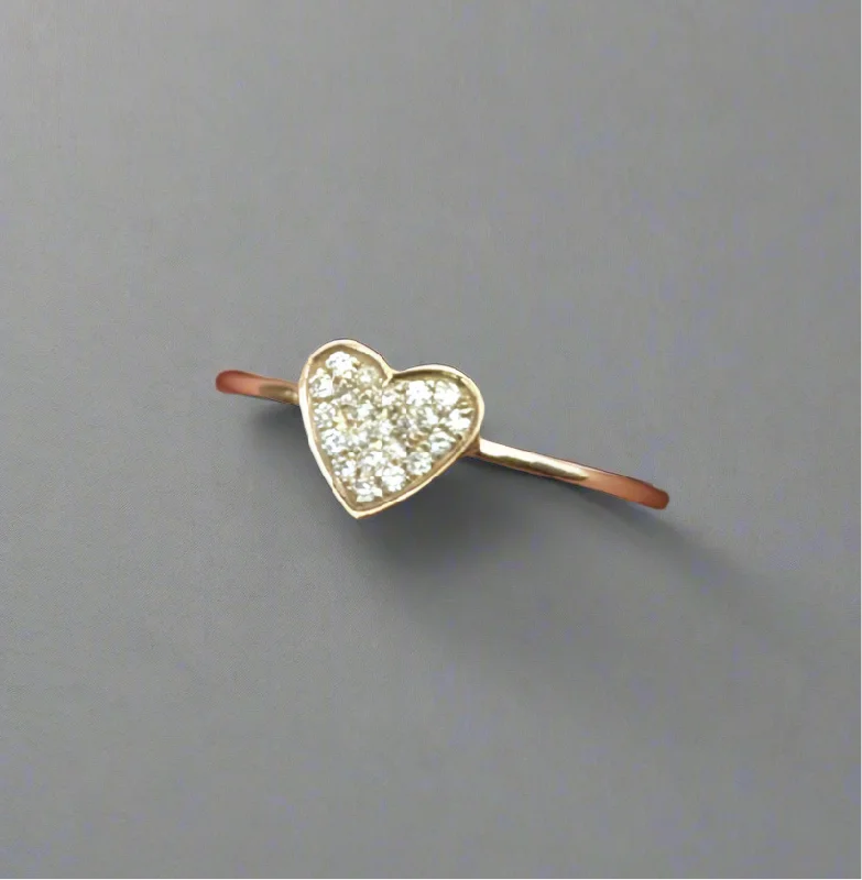 Women’s modern rings-Kathryn Dainty Pave Heart Ring