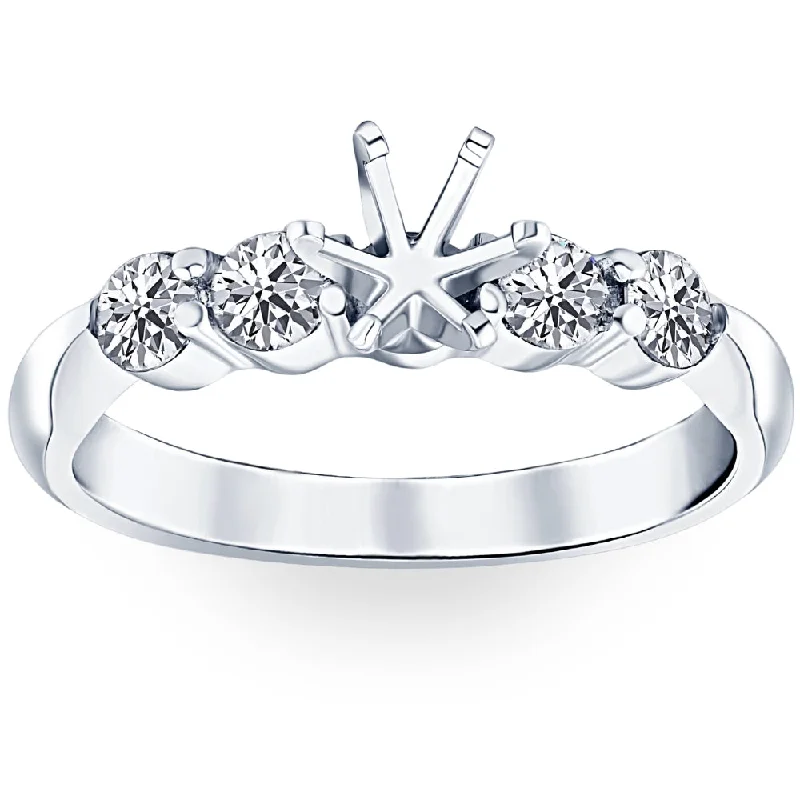 Women’s engraved engagement rings-1/2ct Diamond Semi Mount Engagement Ring 14K White Gold Round Setting