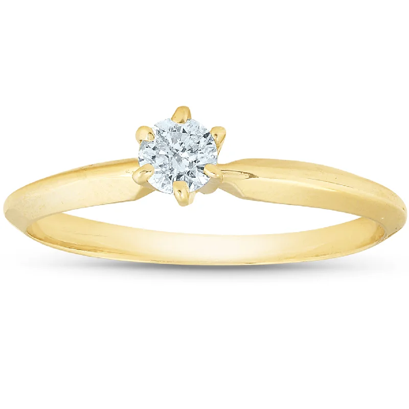 Women’s oval engagement rings-14k Yellow Gold 1/5ct Round Solitaire Diamond Engagement Ring