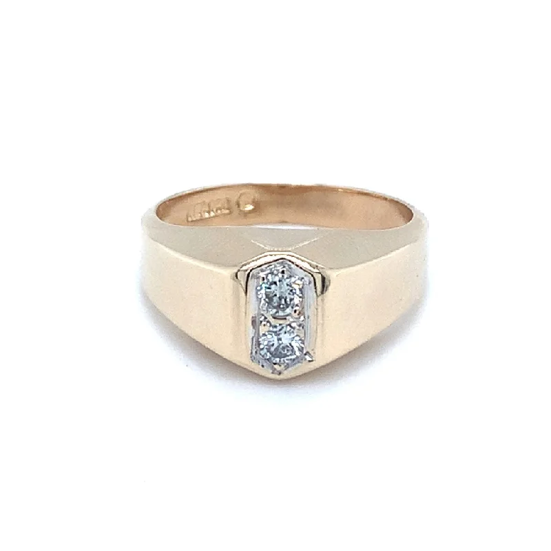 Women’s minimalist engagement rings-14k Yellow Gold Diamond Mens ring with 0.20cttw